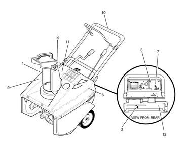 Decals Diagram and Parts List for 6210540X116NA-PM50E 2007 Briggs and Stratton Snow Blower